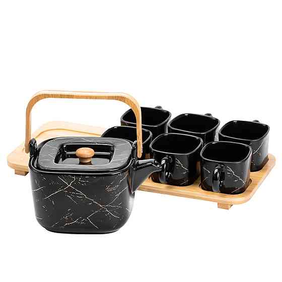 Чайный набор на 6 персон с подставкой, черный Киев