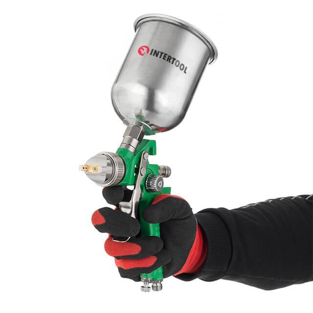 Набір фарбопультів HVLP 3 од., (форсунки 0,8, 1,3, 1,7 мм), регулятор тиску, два пластикових та один металевий бачок INTERTOOL Київ - фото 20