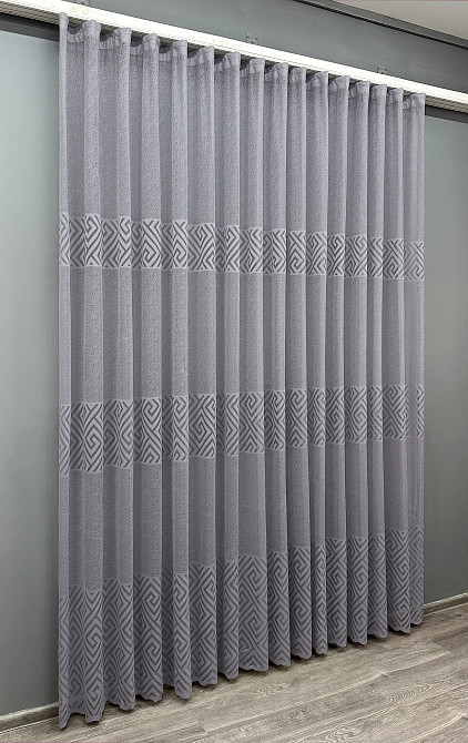 Тюль VR-Textil 1995т Жаккард Ромб Меандр Серый 400х270 см (42-1043) Киев - изображение 3