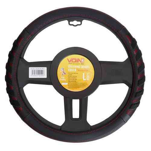 Чохол на кермо VLOD-L2628 BK/RD L шкіряний чорний/червоний Харків