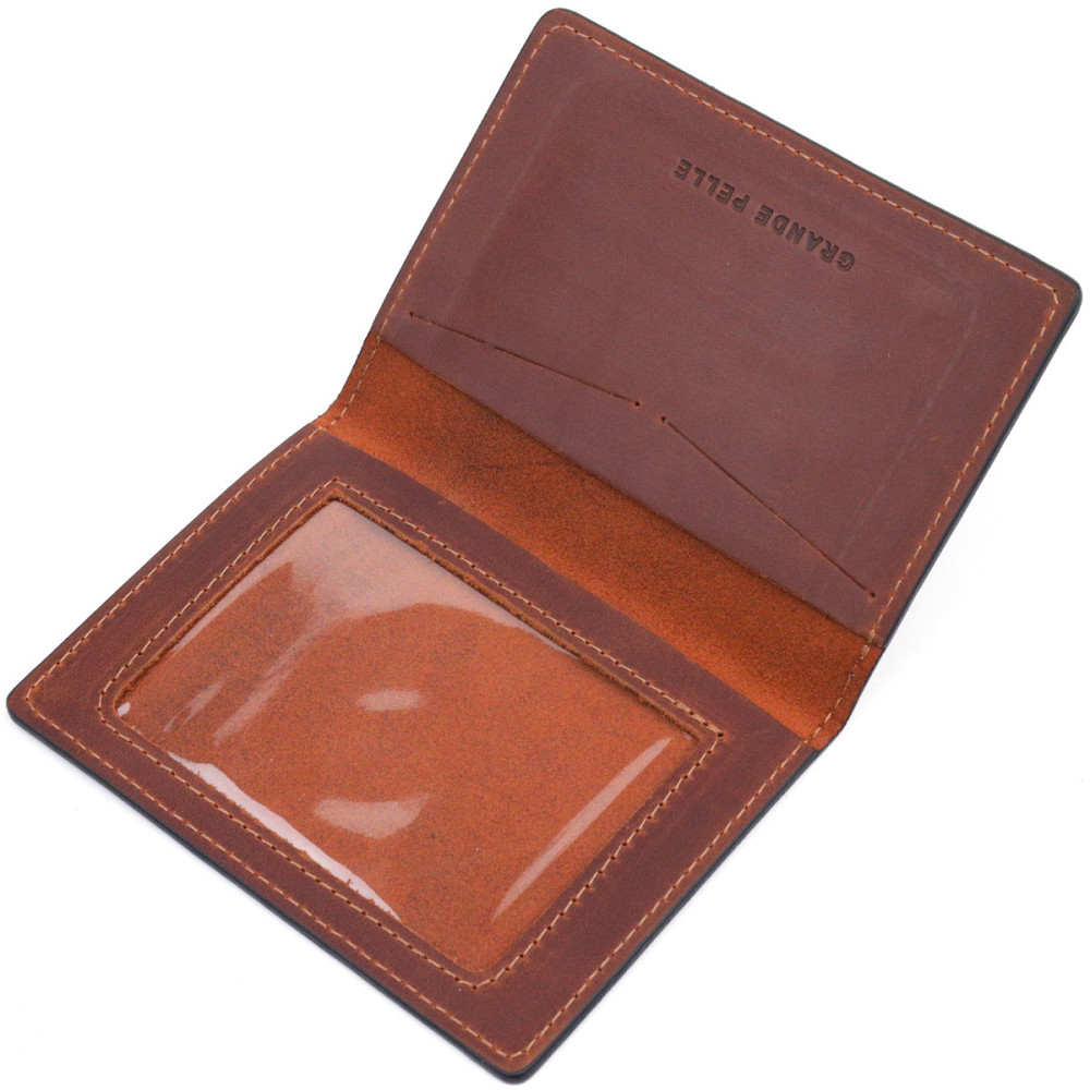 Обкладинка на військовий квиток у вінтажній шкірі Світло-коричнева (GRANDE PELLE) Київ - фото 9