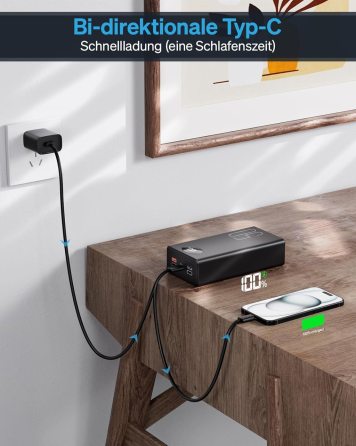 Портативное зарядное устройство PowerElephant Power Bank 50000 мАч, быстрая зарядка 22,5 Вт, 5 выходов, 2 входа, USB Type-C, LED Киев