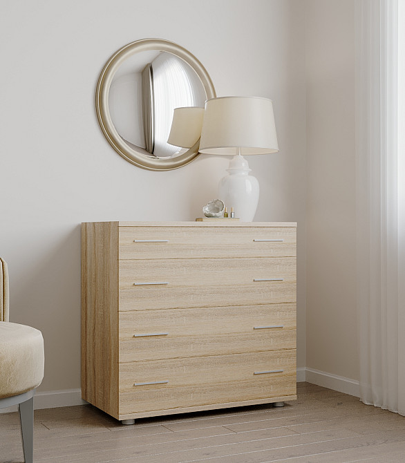 Маленький комод Эверест на 4 ящика К-1 80х45х73 дуб сонома (телескопы) (DTM-2445) Днепр - изображение 3