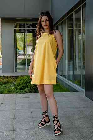 Сарафан жіночий, літній, лимонний, льон, топ Крохатушка одяг Київ
