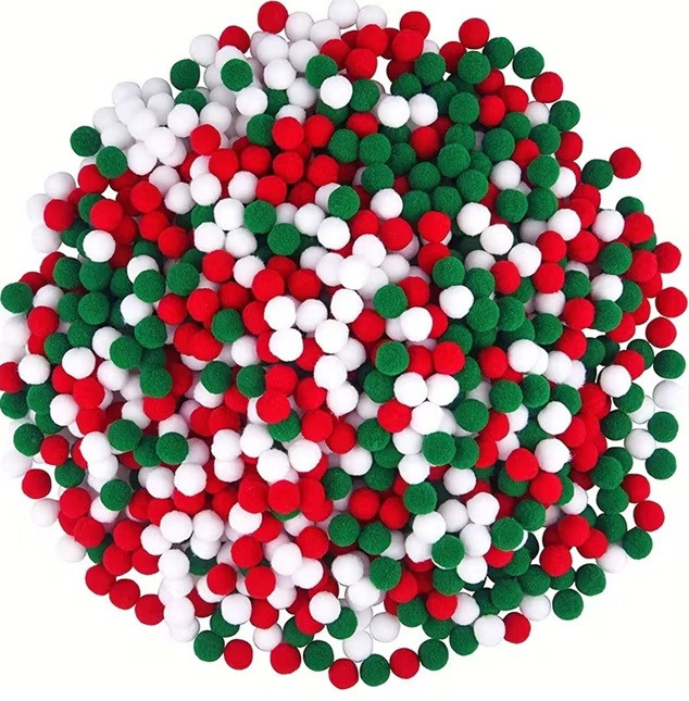 Декоративные помпоны 1 см – набор 100 шт (красный, зеленый, белый) Киев - изображение 3