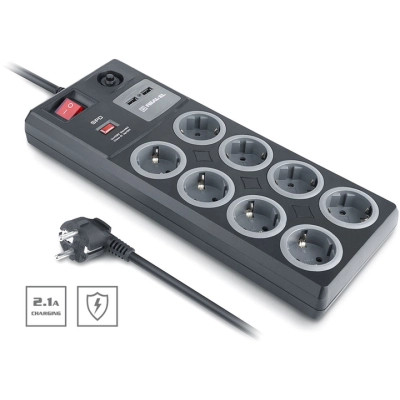 Сетевой фильтр питания REAL-EL RS-8F USB CHARGE 3m, black (EL122300004) Винница - изображение 8