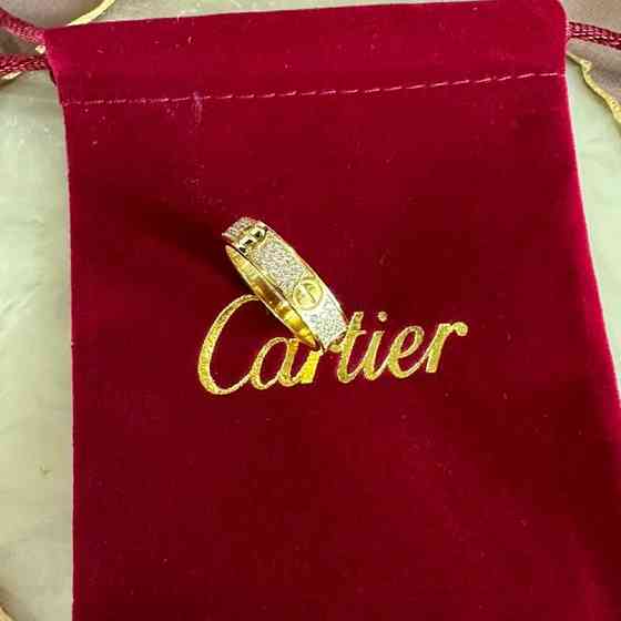 Cartier кольцо LOVE с мелким цирконием / Картье кольцо с мелкими камнями в лимонном золоте Одесса