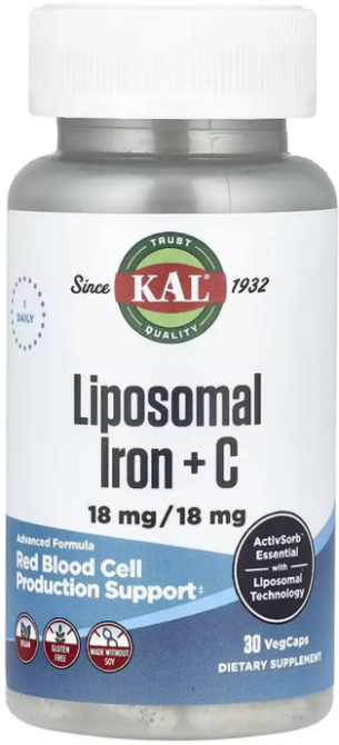 Ліпосомальне залізо KAL Liposomal Iron 18mg 30 вег капс Київ - фото 1