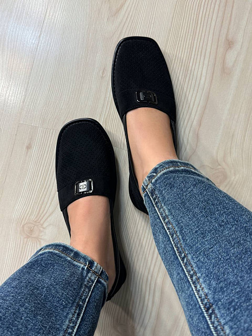 Лоферы женские Meideli 5231-8 перфорированные эко-замша черные, 40, 25 см Киев - изображение 5