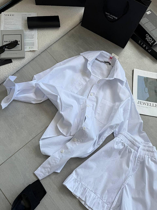 Жіночий літній костюм-двійка: сорочка та шорти котон Білий, 44/46 Одеса - фото 6