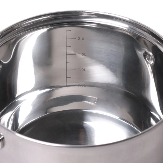 Каструля нержавіюча сталь 2,9л з кришкою 7-шарове дно 4718S KAMILLE Житомир - изображение 4