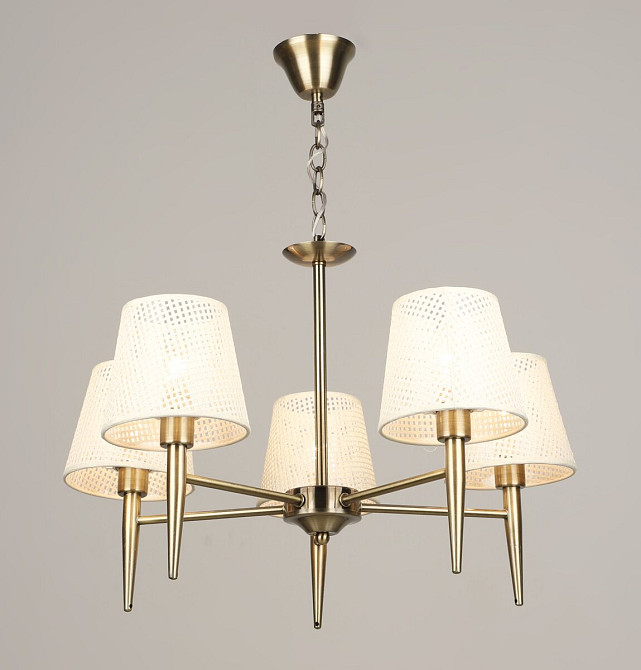 VALESO Люстра стельова на 5 плафонів VALESO /5, патрон E14, Тканина, Бронза Коломыя - изображение 1