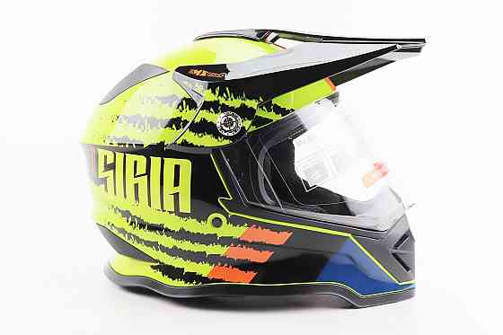 Шолом кросовий/ендуро/АТV зі склом BLD-819-7 М (57-58см), ЧОРНИЙ/ЖОВТО-ПОМАРАНЧЕВИЙ Киев