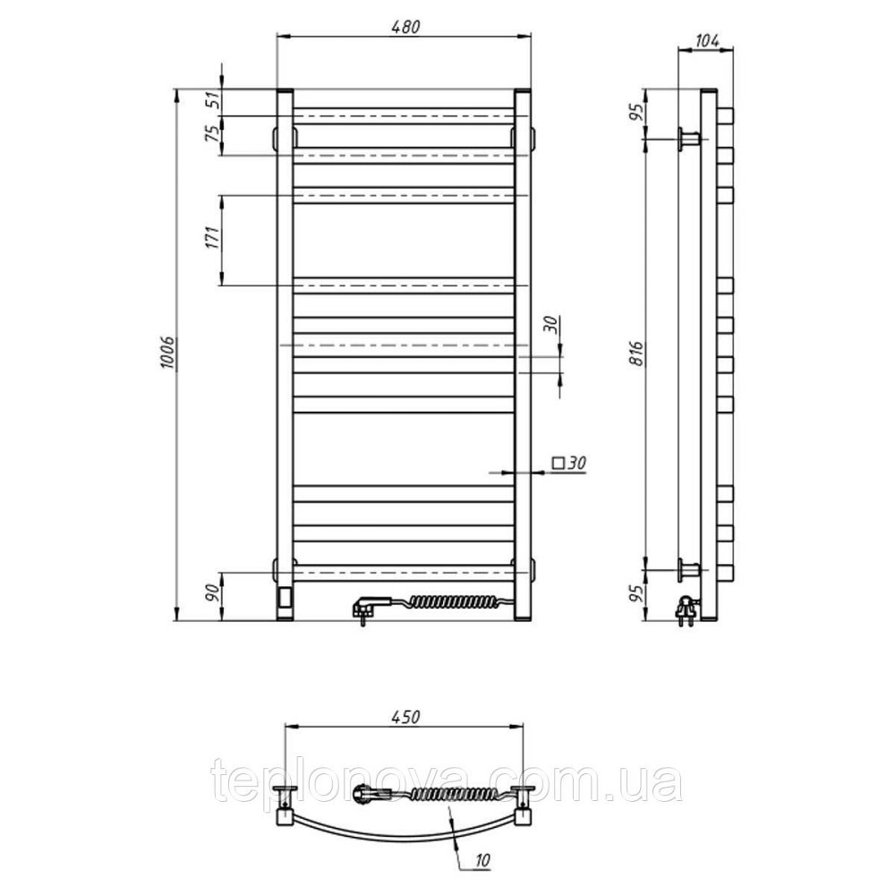 Полотенцесушитель электрический Navin Avalon 480х1000 Sensor правый, белый Черновцы - изображение 8