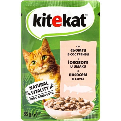 Влажный корм для кошек Kitekat с лососем в соусе 85 г (5900951307348) Винница - изображение 1