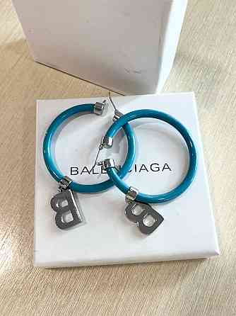 Balenciaga сережки кільця кольору морської хвилі з ребрами Одеса