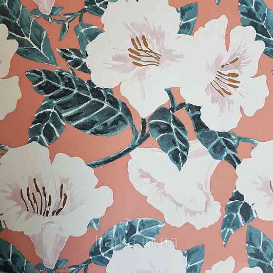 Шпалери вінілові на флізелін Caselio The Place to bed 0.53х10 м дитячі яскраві великі білі квіти на рожевому Київ