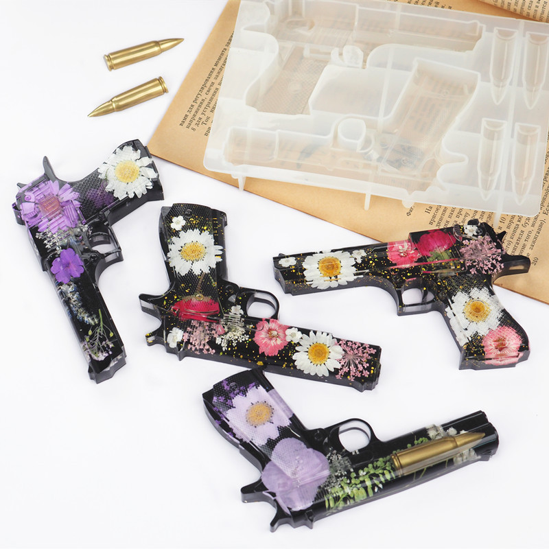 Молд силиконовый Пистолеты и патроны 175 на 120 мм серый Киев - изображение 9