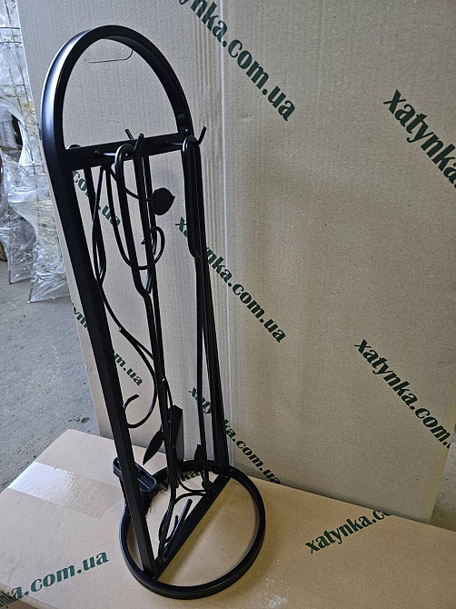 Кований набір для каміну LOFT №4 лофт чорний (К-004) (стійка, совок, щітка, кочерга, щипці) Київ - фото 7