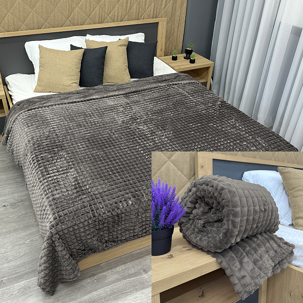 Плед-покривало Кубик 200х220 см (+-10см) Темно-сірий (87-227) Київ - фото 1