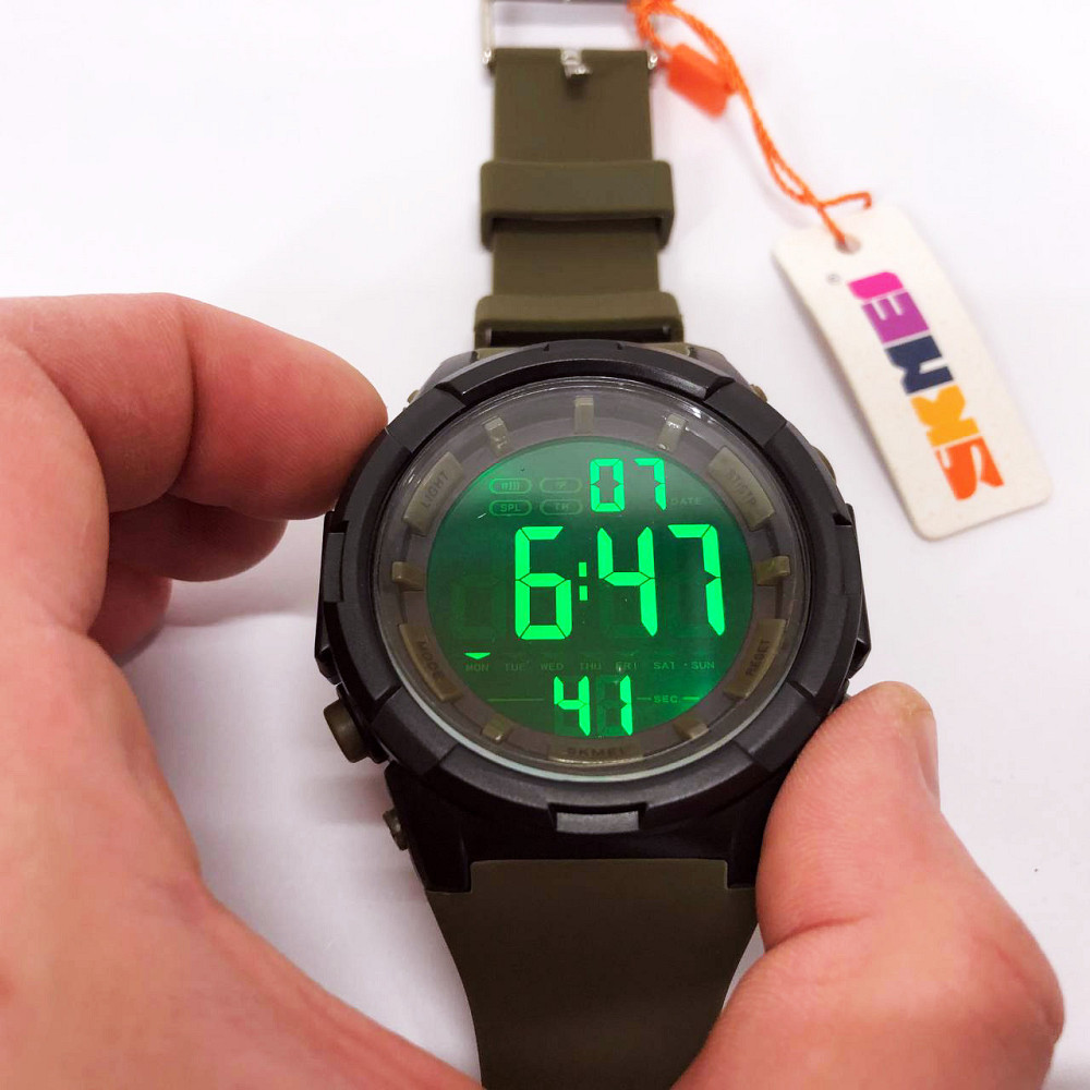 Мужские армейские водостойкие тактические часы SKMEI 1845AG ARMY GREEN, AJ-364 Водонепроницаемое часы Киев - изображение 9