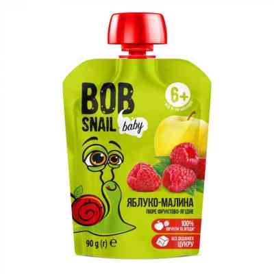 Дитяче пюре Bob Snail Равлик Боб Яблуко Малина 90 г (4820219343875) Вінниця