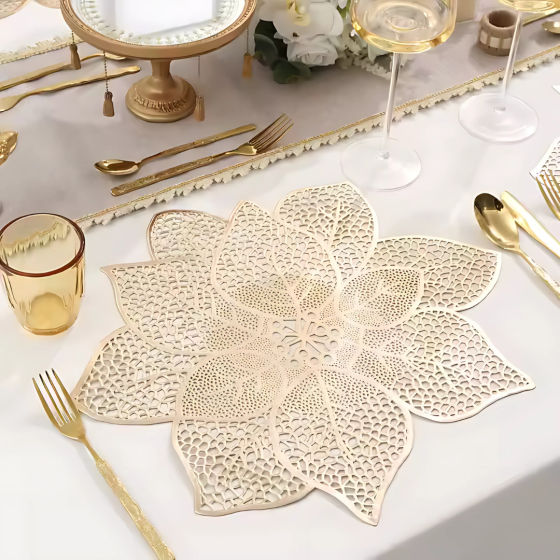Сервірувальна серветка під гаряче ажурна, килимок сервірувальний килимок золотистий набір 2 шт Кам'янець-Подільський