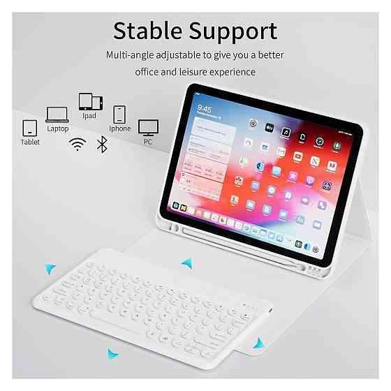 Чохол з клавіатурою кейс GKABXY для iPad A16 10th/11th 10.9/11 дюймів 2022 2025 Bluetooth RGB підсвітка Type-C сірий PU TPU Київ