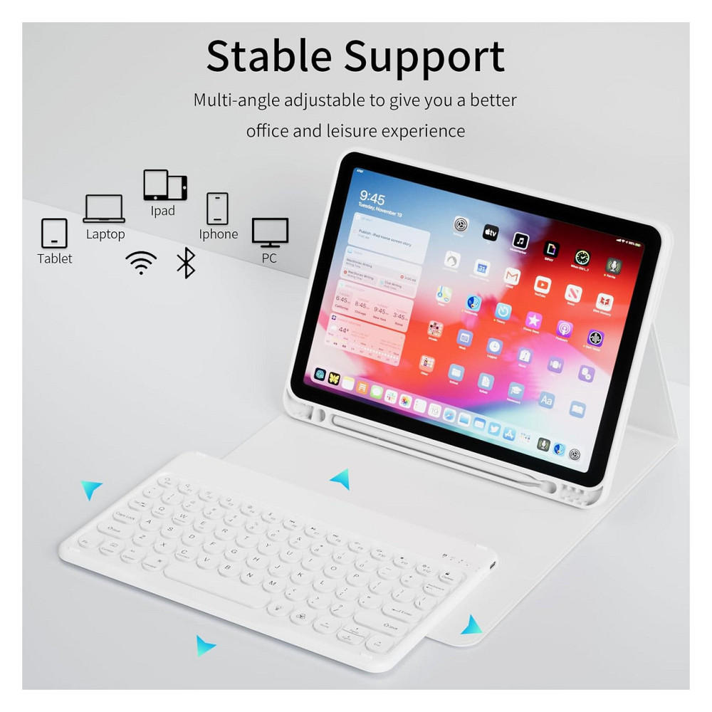 Чохол з клавіатурою кейс GKABXY для iPad A16 10th/11th 10.9/11 дюймів 2022 2025 Bluetooth RGB підсвітка Type-C сірий PU TPU Київ - фото 3