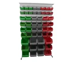 Leomar Стелаж do pojemników warsztatowych, dwustronny. Wym: 1690x940x650mm z półką 104 pojemników, zielone, szare, czerwone Київ - фото 1