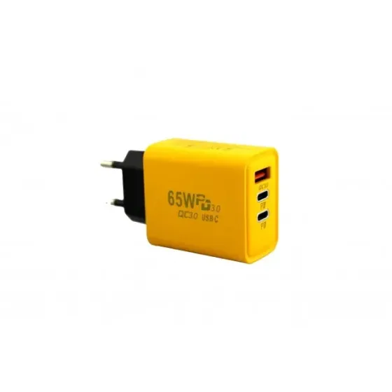 Адаптер USB та 2 TYPE C 65W для заряджання портативних пристроїв на 3 роз'єми, підтримка швидкої зарядки Одеса
