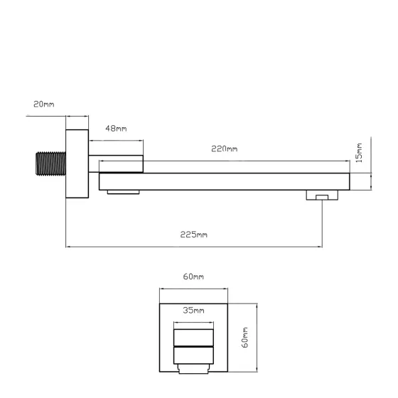 Вилив для систем прихованого монтажу Qtap Vytok 200 мм прямокутний QTVYT246CRM45936 Chrome Київ