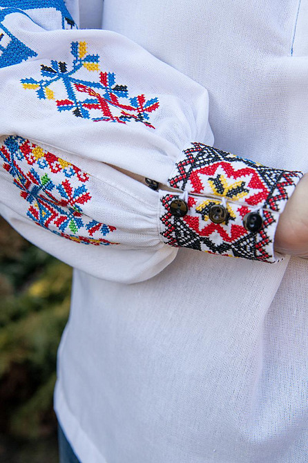 Вышиванка женская, льняная, белая, с длинным рукавом, топ Киев - изображение 4