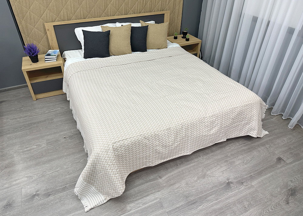 Покривало Dakota Fringe ЄВРО 200х230 см колір бежевий з білим (85-193) Київ - фото 5