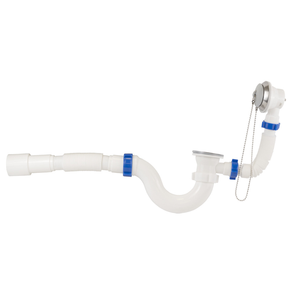 TAU Сифон для ванны прямоточный с пробкой на цепочке и гибким отводом Ø40/50мм TAU (9843820) Київ - фото 9