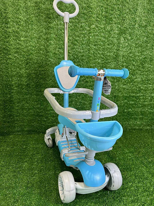 Самокат-беговел 5в1 SCOOTER 3-х колісний сидіння бампер батьківська ручка Блакитний (JR 3-102) Чернигов - изображение 1