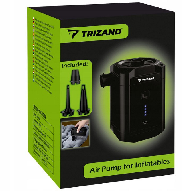 Аккумуляторный Насос для матрасов с 3 насадками Trizand (20790) Black Нововолынск - изображение 6