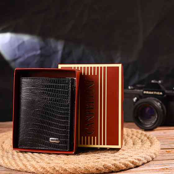 Фактурный вертикальный кошелек из натуральной кожи CANPELLINI 21672 Черный Киев