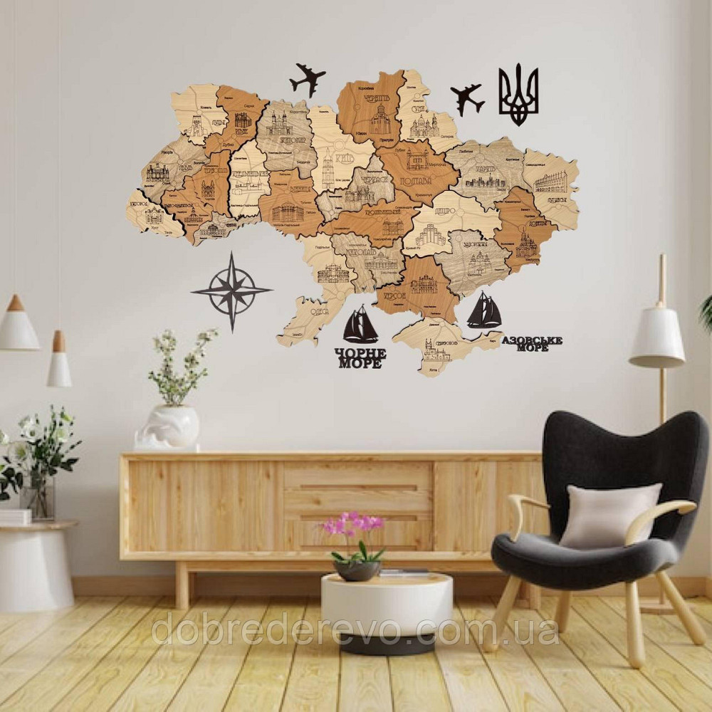 Дерев'яна карта України "Тополя" 200х150 Вижниця - фото 2