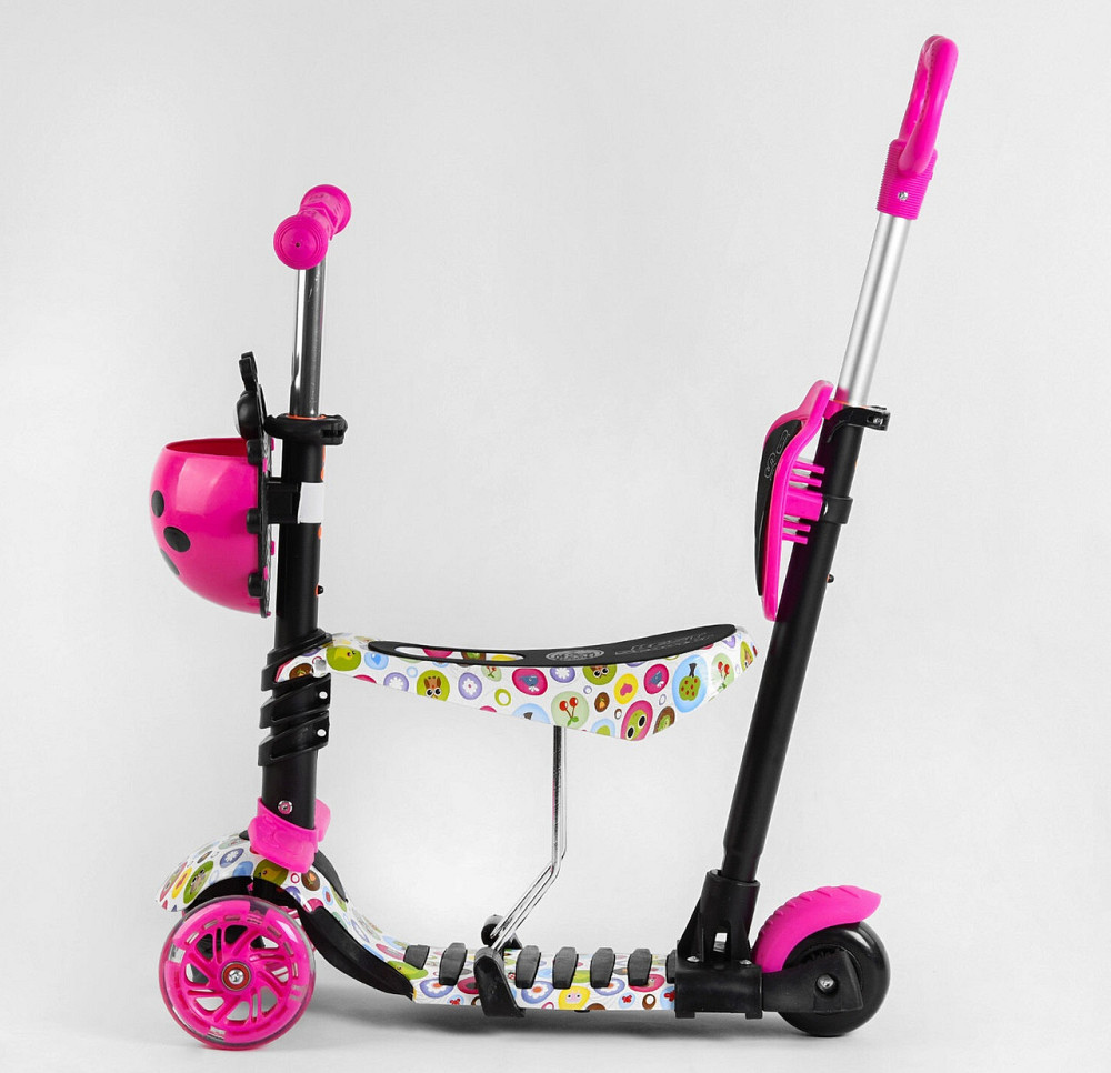 Самокат триколісний Best Scooter 5в1 з підсвічуванням коліс Рожевий (15800) Чернигов - изображение 2