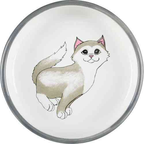 Миска Trixie для кошек коротконосых пород, керамическая, 15 см, 300 мл (серая/белая) Киев