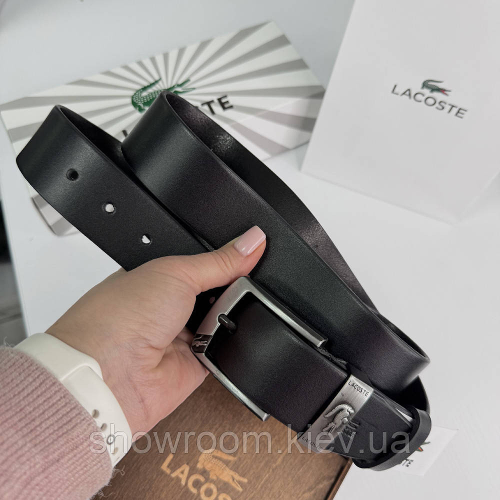 Чоловічий ремінь Lacoste з натуральної шкіри (986) Київ - фото 6