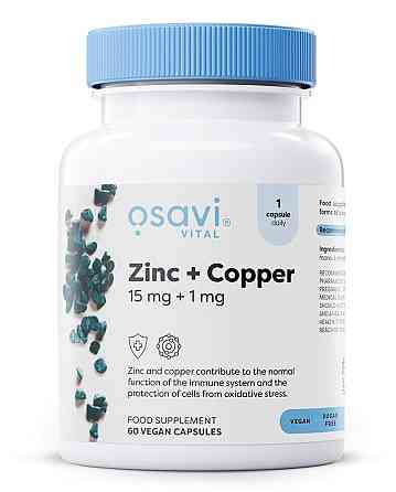 Цинк и медь Osavi Zinc+Copper (15 mg + 1 mg) 60 caps Луцк