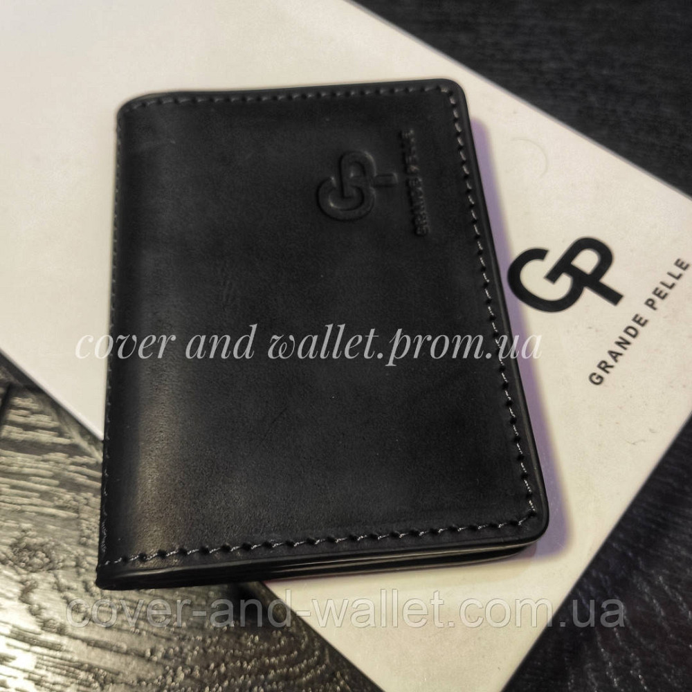 Кожаная обложка на права ID паспорт с клапаном Grande Pelle Киев - изображение 3