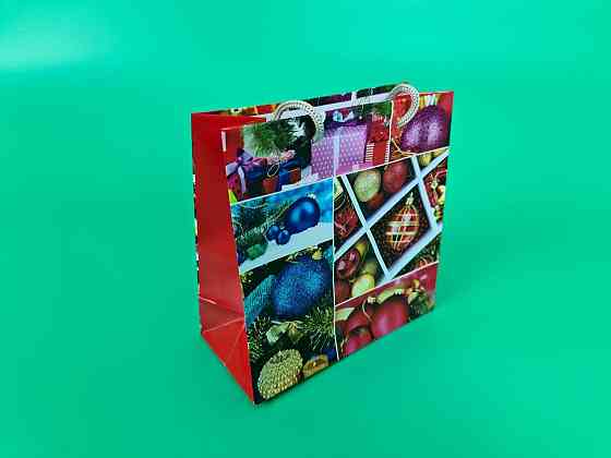 Новогодние, бумажные ,подарочные  пакеты с ручкой Чашка 16/16/8-001 (12 шт) Харьков