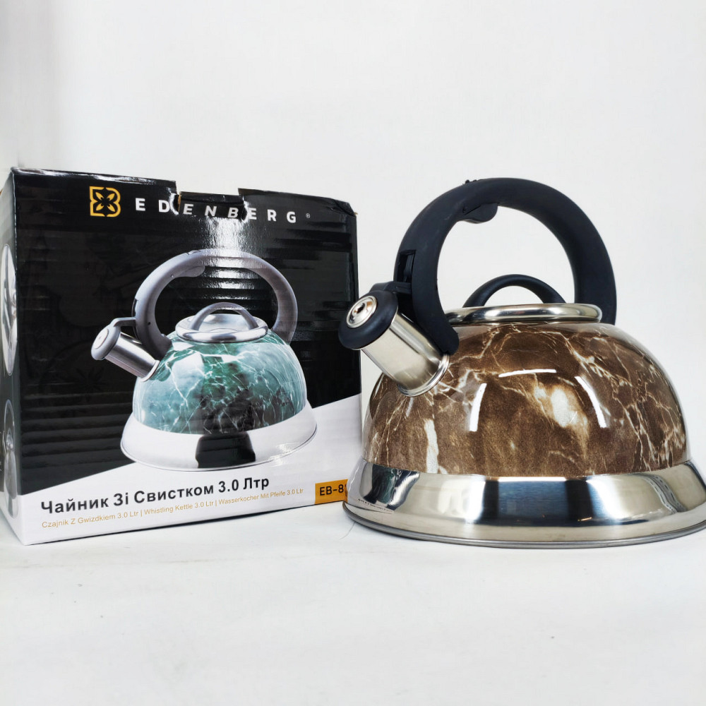 Чайник со свистком с одинарным дном Edenberg EB-8871 3л, Чайник для чайной церемонии со свистком OU-50 Львов - изображение 6