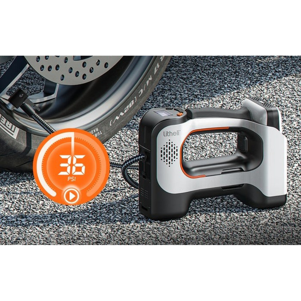 Акумуляторний компресор Litheli з ліхтарем, живлення від павербанку (УМБ Litheli Power Bank 20000 mAh, 45 W, 2А в комплекті) Киев - изображение 11