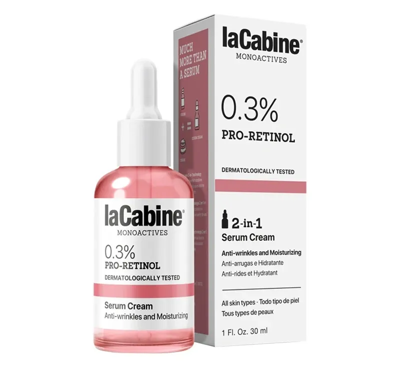 Зволожувальна крем-сироватка проти зморшок шкіри обличчя MONOACTIVES 0.3% PRO-RETINOL SERUM-CREAM LaCabine, 30 мл Дніпро - фото 1