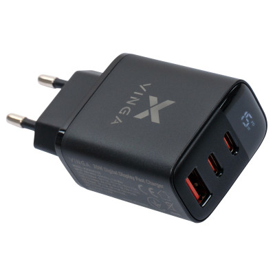 Зарядний пристрій Vinga 2xUSB-C PD30W + USB-A QC30W Display 30W Max (VCR30ACCDB) Вінниця - фото 6
