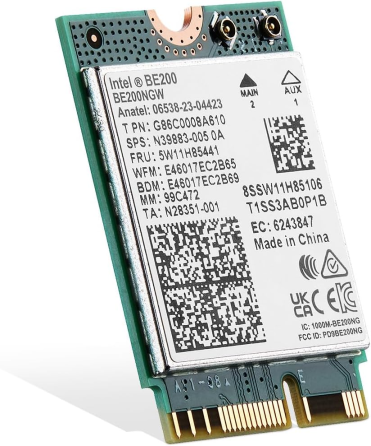 Wi-Fi 7 модуль Binardat Intel BE200NGW M.2, 8774 Мбіт/с, 2.4/5/6 ГГц, Bluetooth 5.4, Windows 10/11 Київ